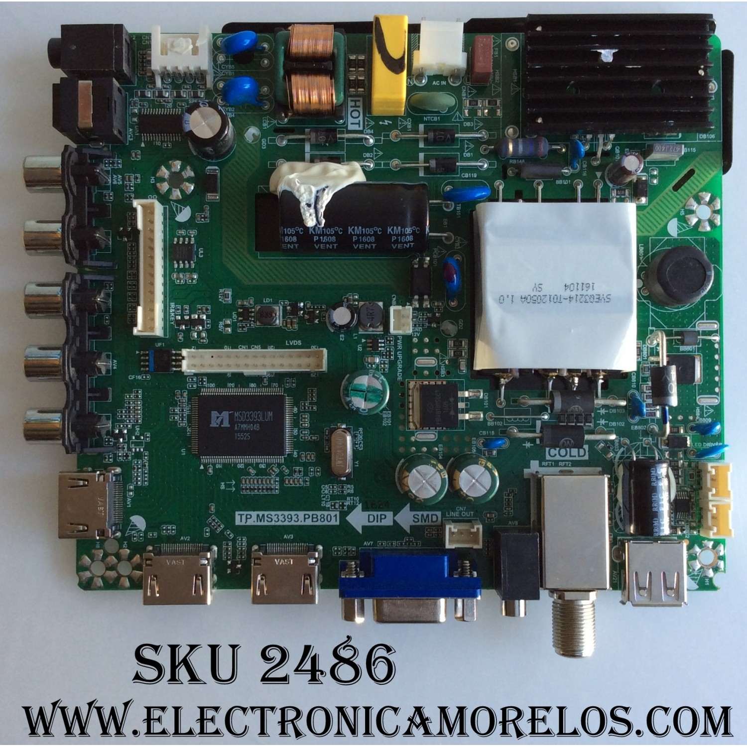 MAIN / FUENTE / (COMBO) ELEMENT L16031624 / TP.MS3393.PB801 / SY16090 / VERSION 0X3EF8 / PANEL T390XVN01.0	